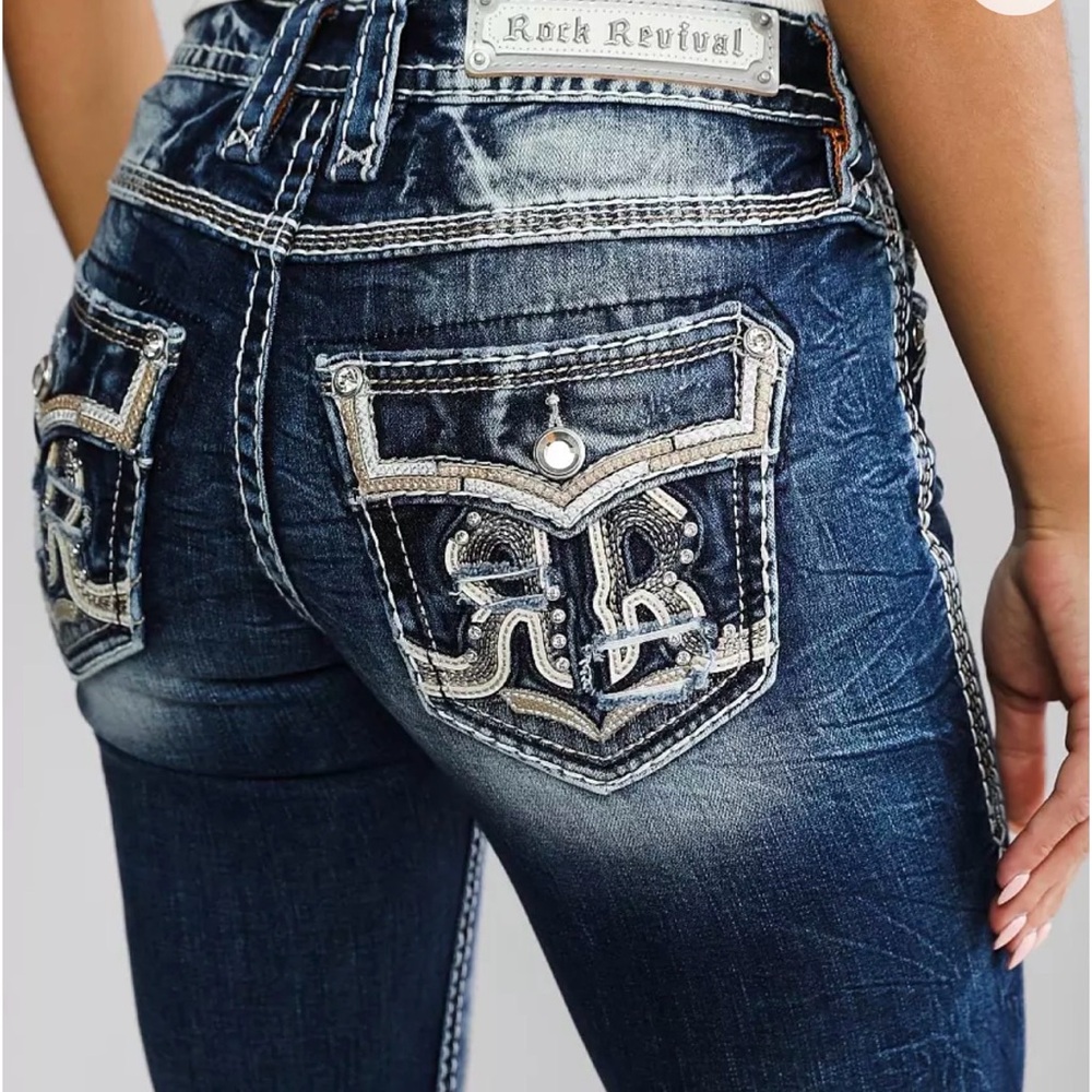 Rock Revival Women's Dark Blue Embellished Jeans